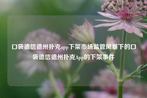 口袋德信德州扑克app下架市场监管风暴下的口袋德信德州扑克App的下架事件