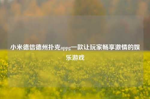 小米德信德州扑克appg一款让玩家畅享激情的娱乐游戏