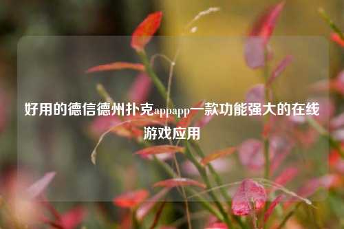 好用的德信德州扑克appapp一款功能强大的在线游戏应用