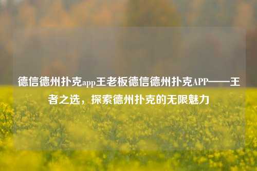 德信德州扑克app王老板德信德州扑克APP——王者之选，探索德州扑克的无限魅力