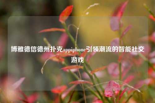 博雅德信德州扑克appiphone引领潮流的智能社交游戏