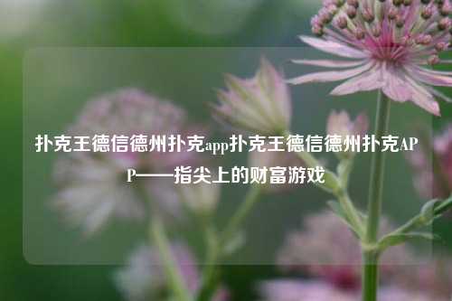 扑克王德信德州扑克app扑克王德信德州扑克APP——指尖上的财富游戏